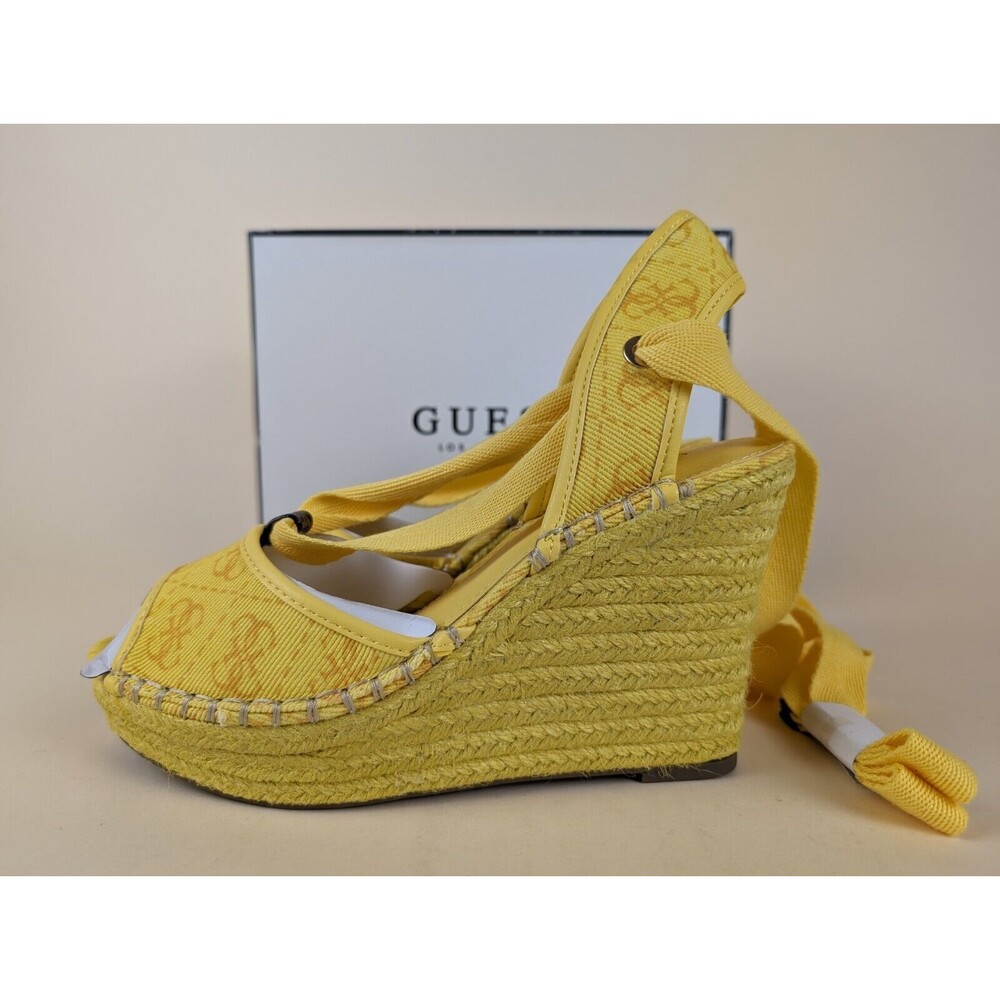 GUESS Halona Strappy Wedge Espadrille Sandals Womens 8M Yellow Boho Shoes NWB - Picture 6 of 14